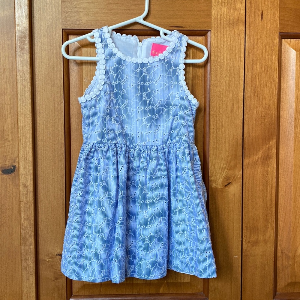Lily Pulitzer Blue and White Mini Tori Dress, 4T